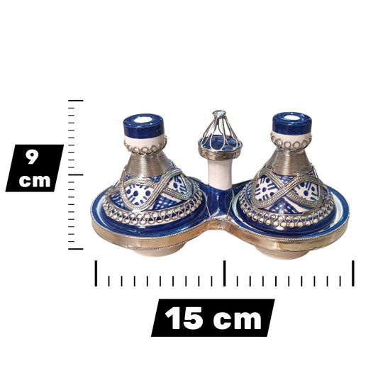 Handmade Moroccan Double Mini Tagine Set – 2 Attached Tagines in One Decorative Piece