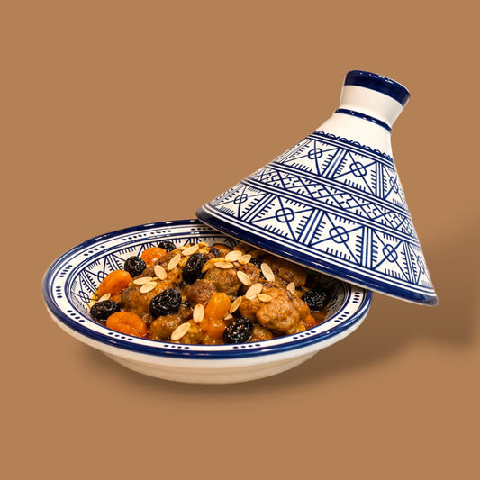 Moroccan Blue Ceramic Serving Tagine Handmade – Decorative Food Presentation Dish