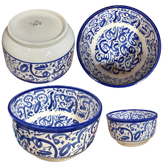Handcrafted Moroccan Arabic Calligraphy Bowl – Decorative & Functional Ceramic Serving Bowl