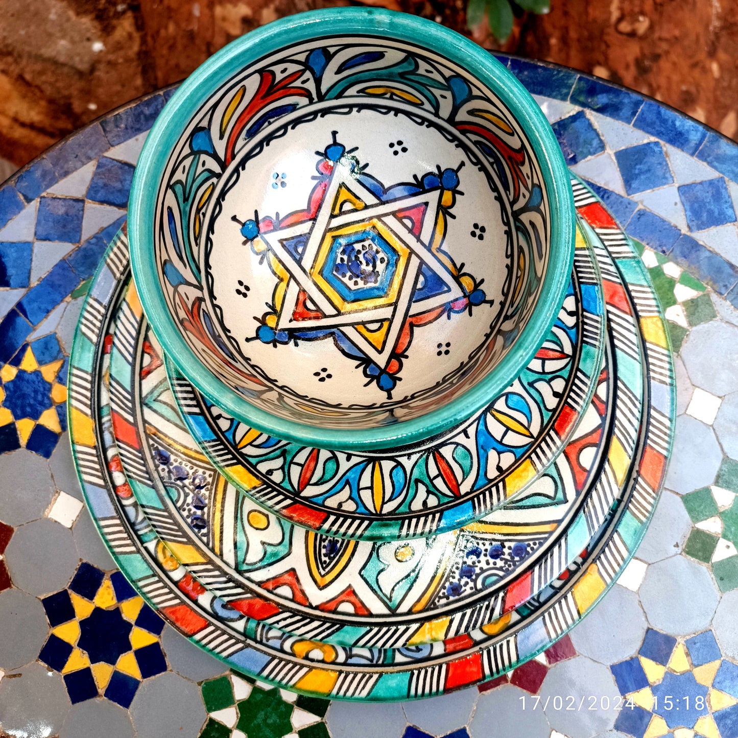 Luxury Multicolor Moroccan Dinnerware Set – Handcrafted Traditional Pottery