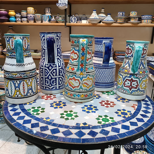 Handmade Moroccan Ceramic Pitcher carafes fez pottery