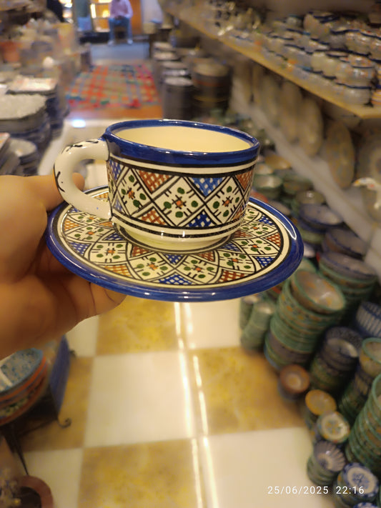 6 Coffee cups handmade pottery and hand-painted 6 different design