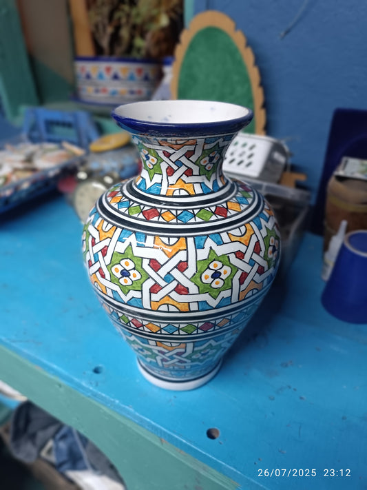 Moroccan ceramic vase, handmade and hand painted