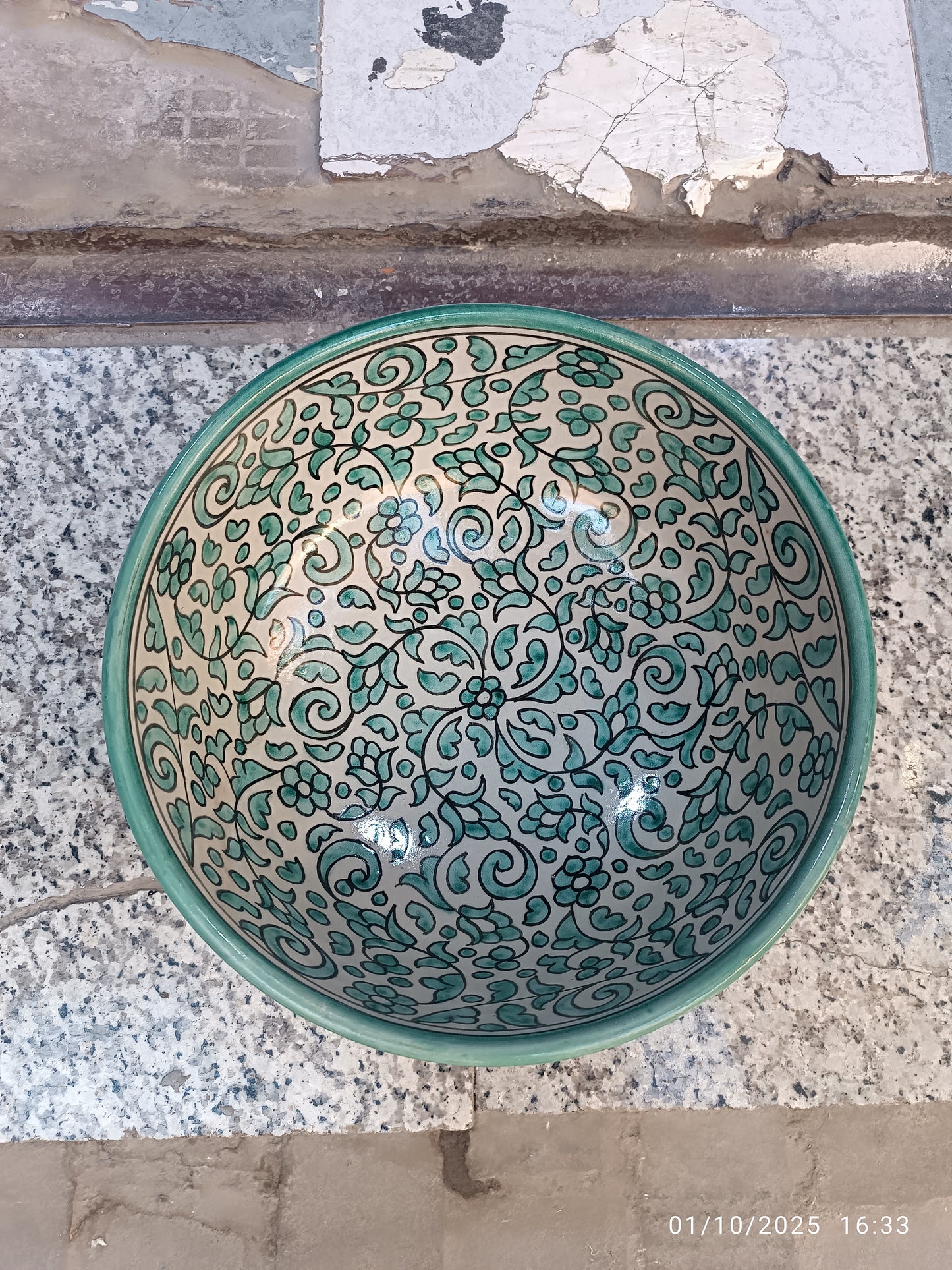 large salad bowl 30 cm handmade and hand painted from Morocco width