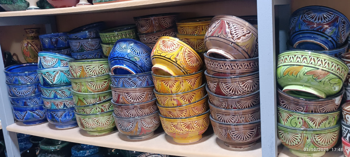 4 bowls handcrafted hand painted different colors