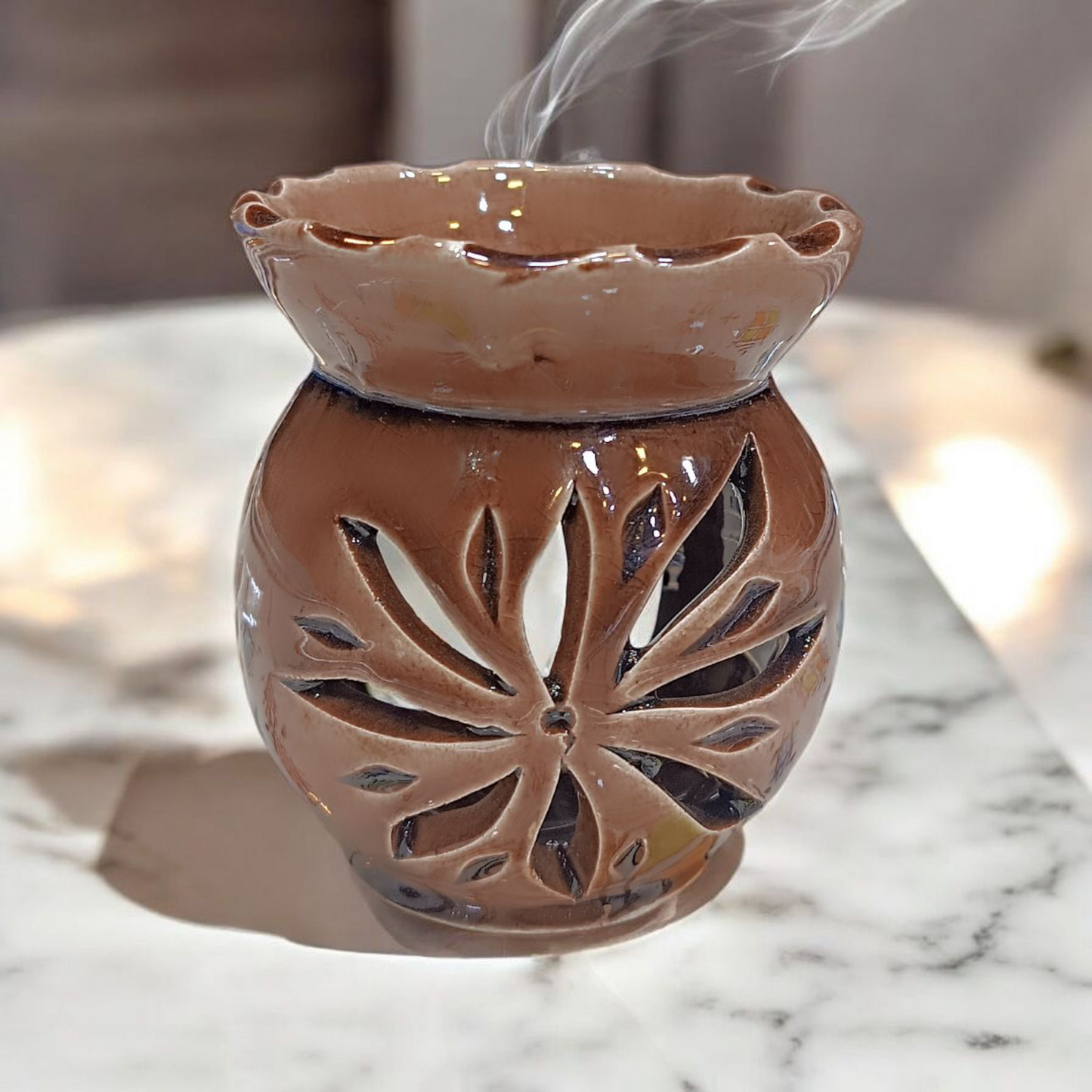 Handmade Moroccan Ceramic Incense Burner – 9x6 cm Aromatherapy Diffuser
