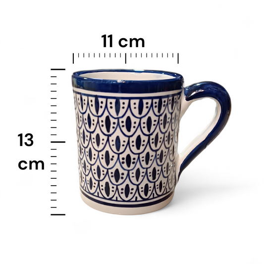 Moroccan Ceramic large Mug Blue & White Traditional Pottery Cup