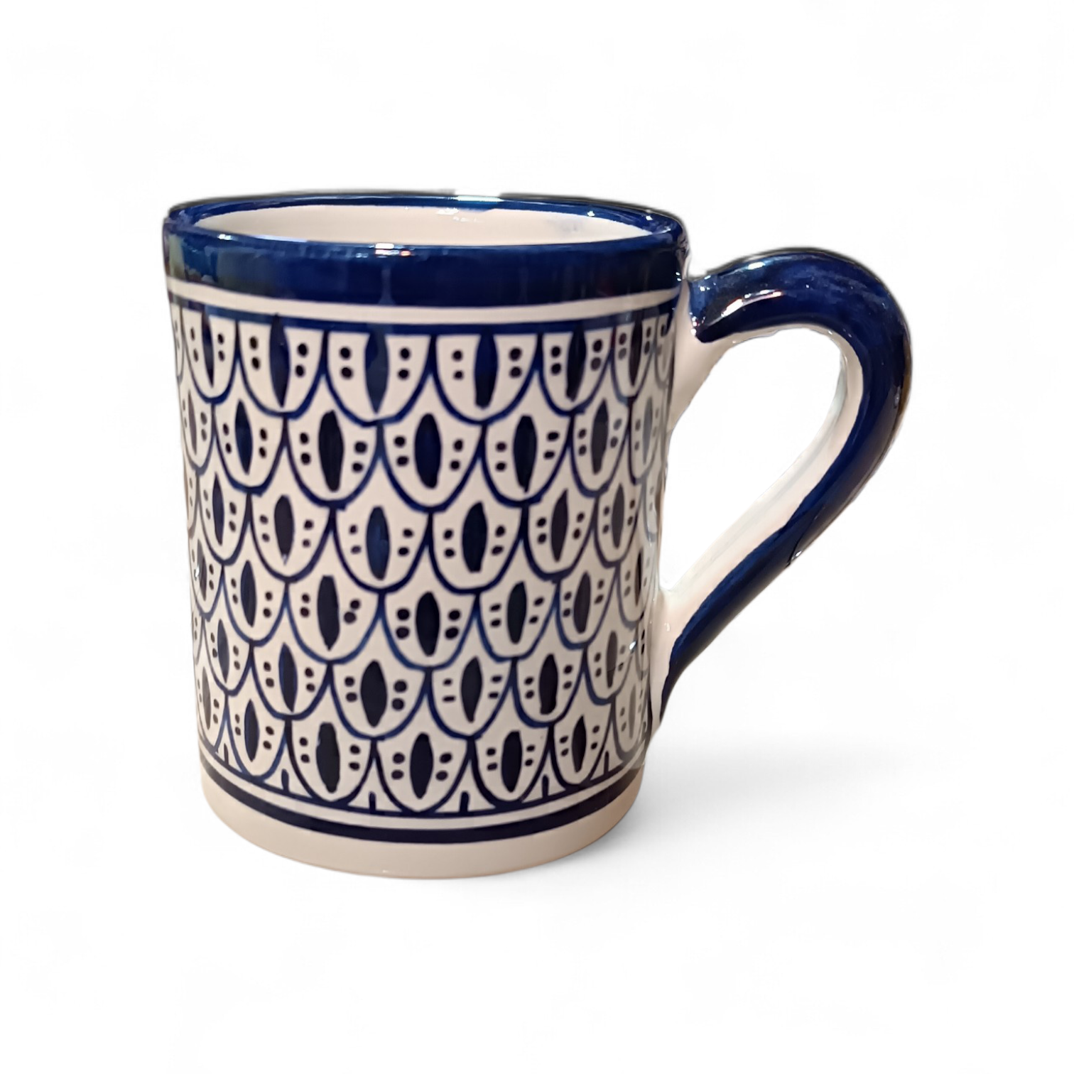 Handgemachter marokkanischer Keramikbecher groß Blau & Weiß Traditione – Moroccan Fez pottery