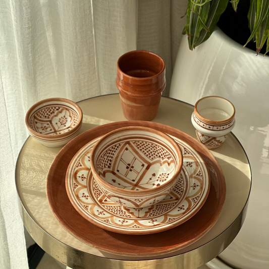 plats and bowls collection of Moroccan pottery from Fez,dishwasher and microwave safe