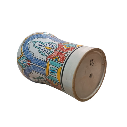 Hand-Painted Moroccan Ceramic Planter – Vintage Fez Design