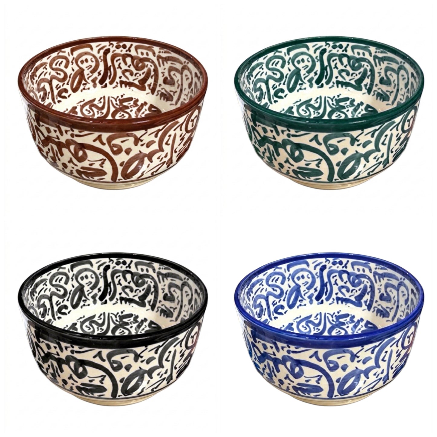 Handcrafted Moroccan Arabic Calligraphy Bowl – Decorative & Functional Ceramic Serving Bowl