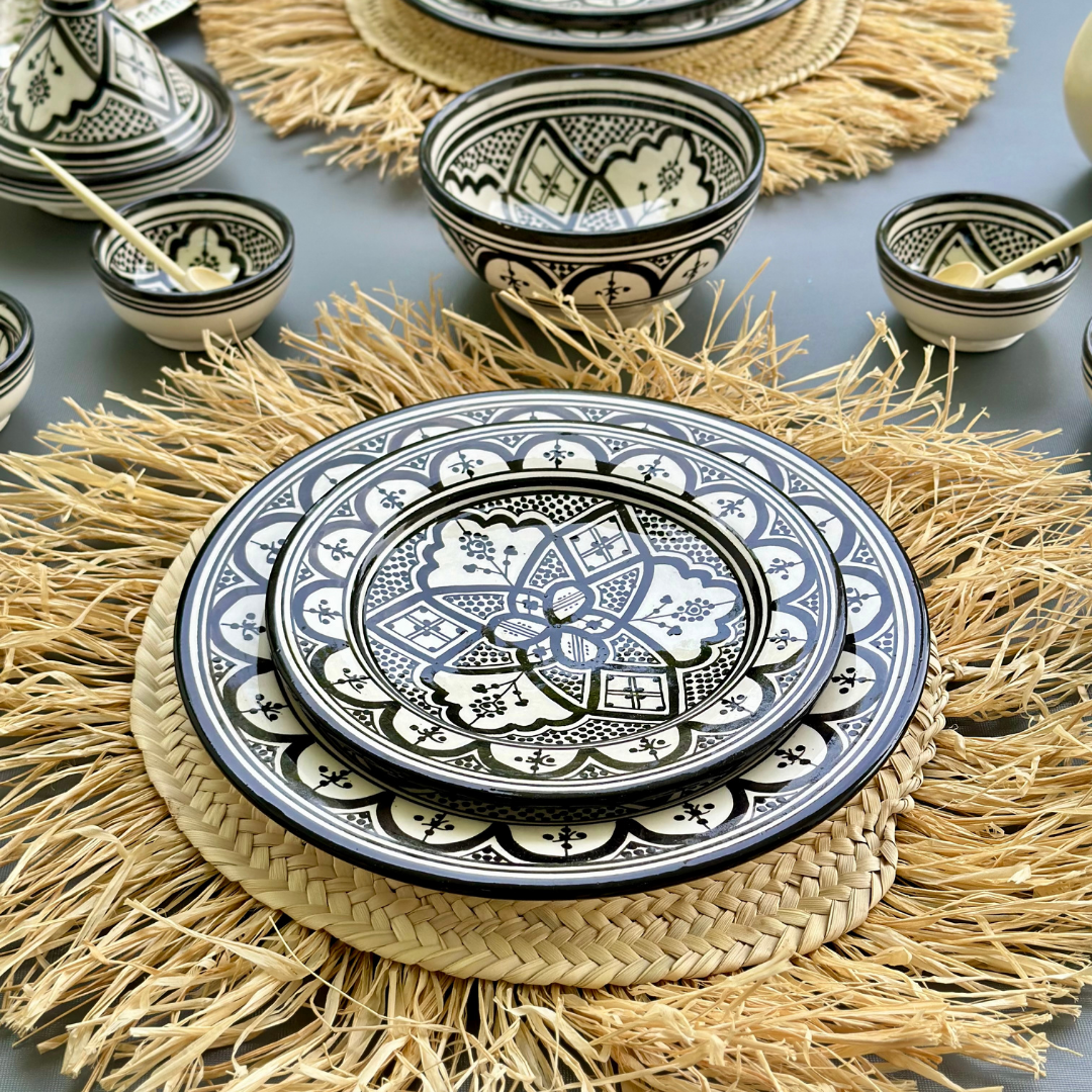 plats and bowls collection of Moroccan pottery from Fez,dishwasher and microwave safe