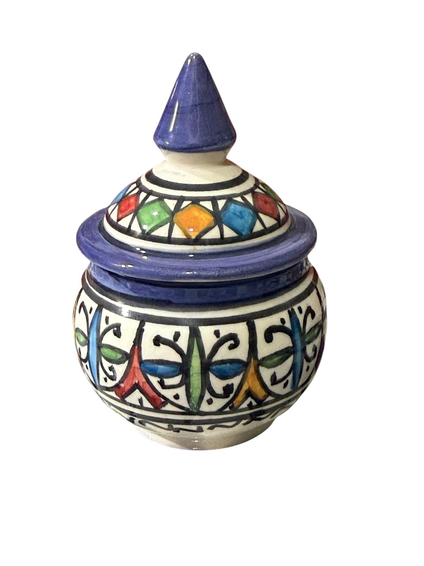 Colorful Handmade Moroccan Ceramic Tea Set – Traditional Fez Pottery with Geometric Design