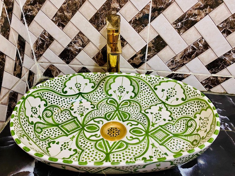 Oval Moroccan Sink Hand-Painted Oval Bathroom Sink