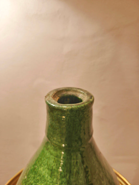 Large Green Tamegroute Vase – Handmade Moroccan Tamegroute Pottery Home Decor