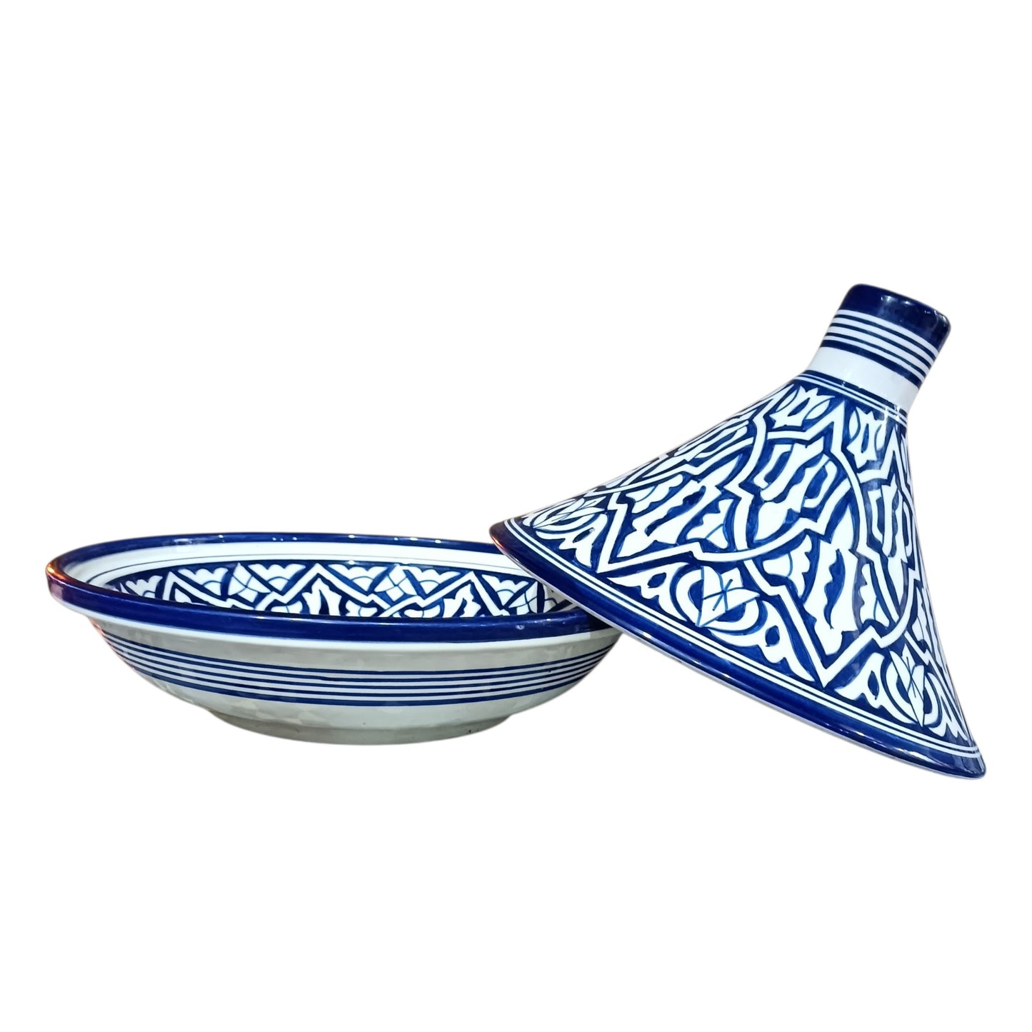Handcrafted Moroccan Blue Ceramic Tagine – Decorative Serving Dish