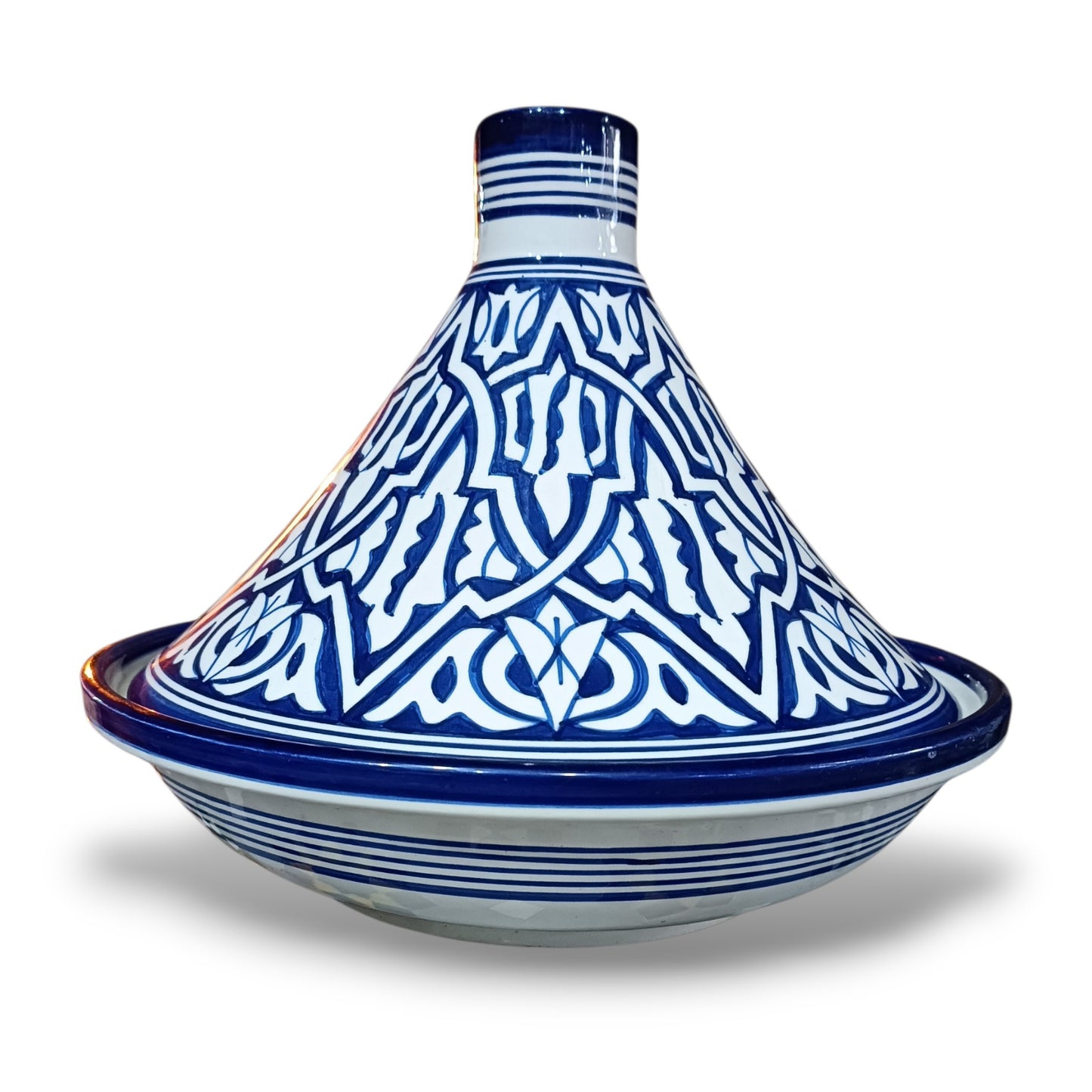 Handcrafted Moroccan Blue Ceramic Tagine – Decorative Serving Dish