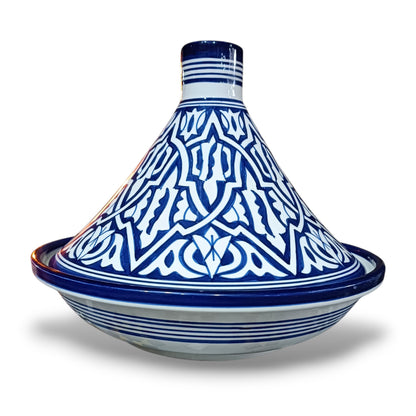 Handcrafted Moroccan Blue Ceramic Tagine – Decorative Serving Dish