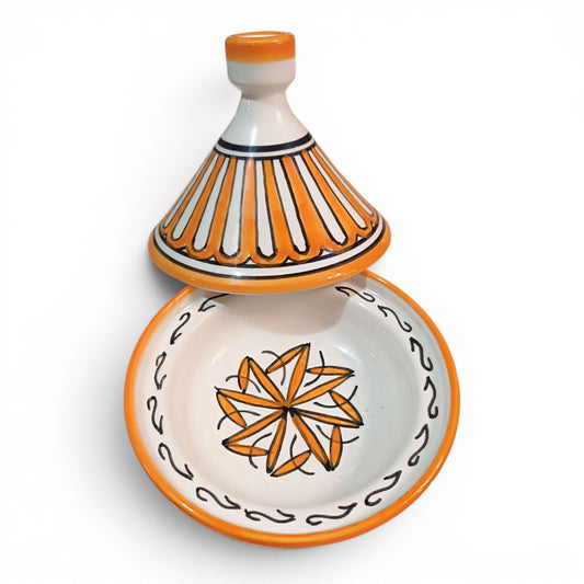 Orange Mini Moroccan Tagine – Decorative Ceramic Serving Dish