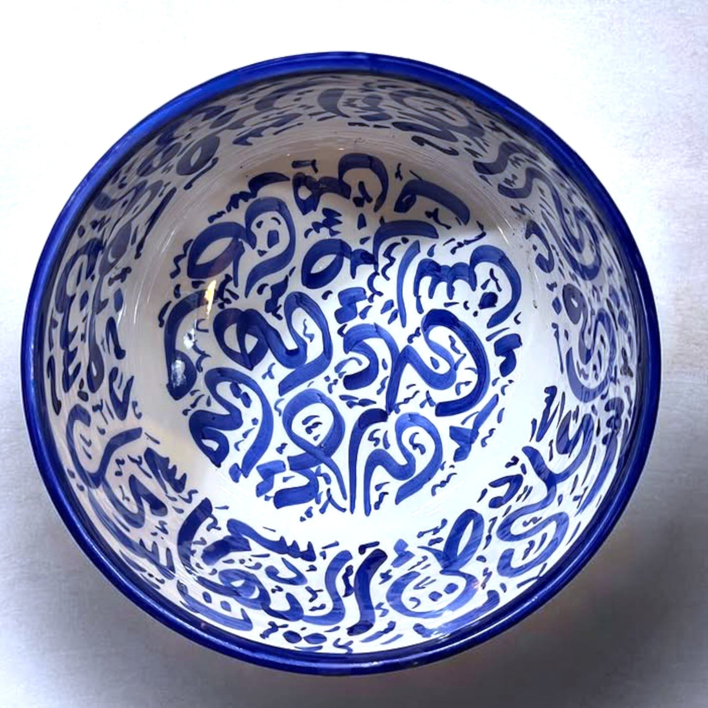 Handcrafted Moroccan Arabic Calligraphy Bowl – Decorative & Functional Ceramic Serving Bowl