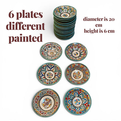 6 Authentic Moroccan ceramic plates| Handcrafted Dinnerware
