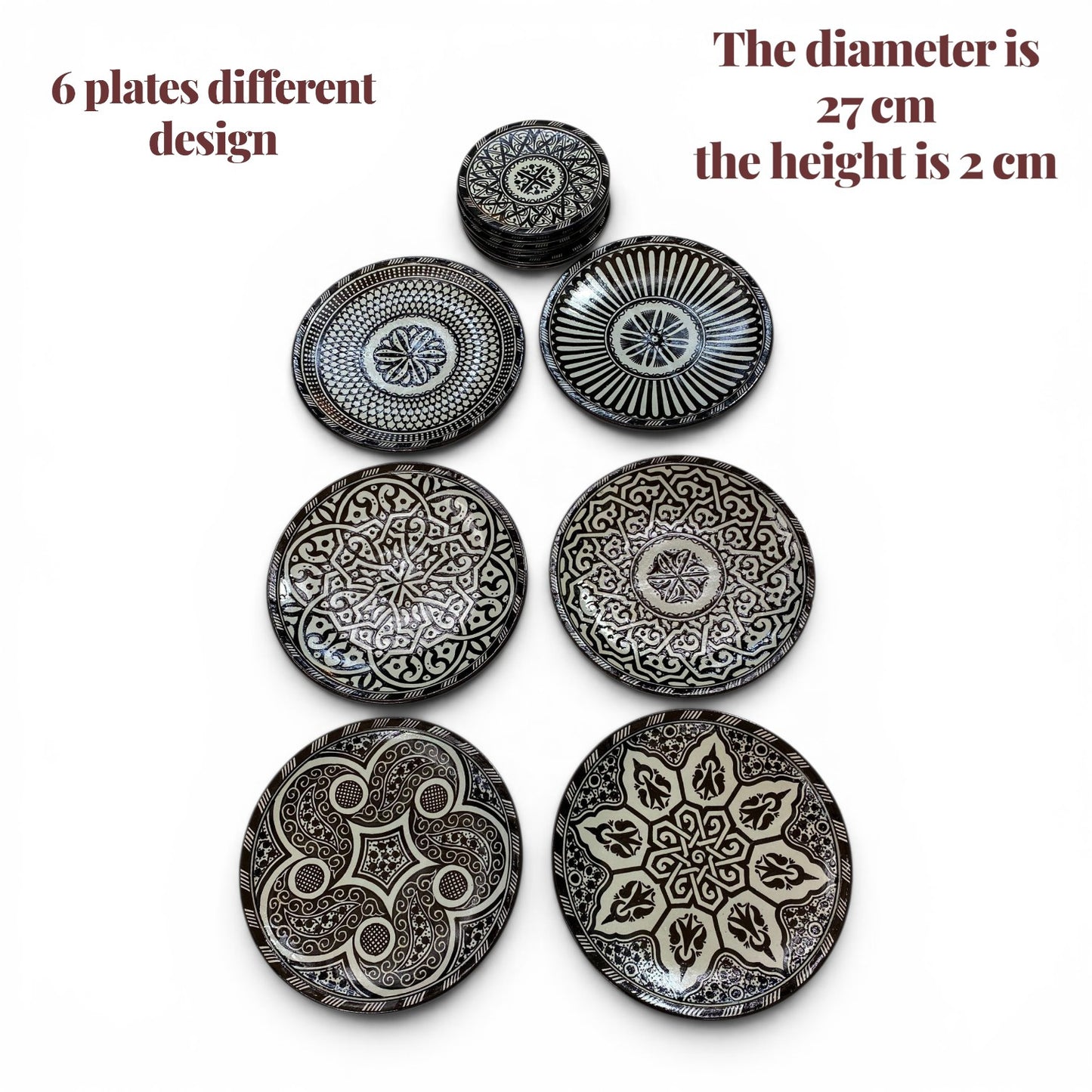 6 Authentic Moroccan ceramic plates| Handcrafted Dinnerware