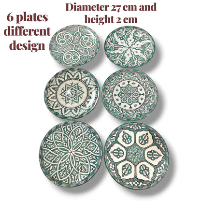 6 Authentic Moroccan ceramic plates| Handcrafted Dinnerware