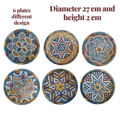 6 Authentic Moroccan ceramic plates| Handcrafted Dinnerware