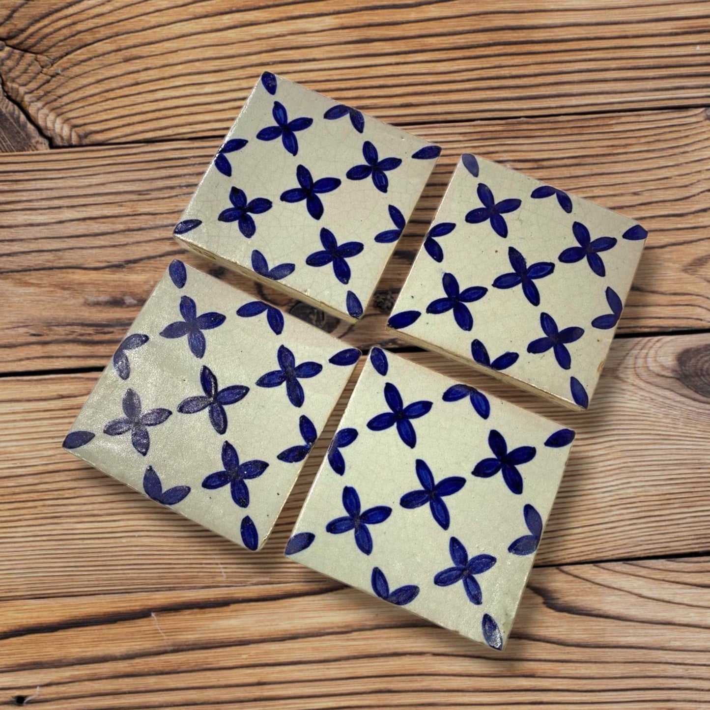 Moroccan fez  Zellige Tiles Blue & White – Traditional Ceramic Wall Tiles