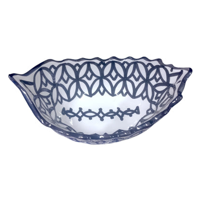Moroccan Fez pottery Boat-Shaped Salad Bowl – Hand-Painted Geometric Ceramic Serving Bowl