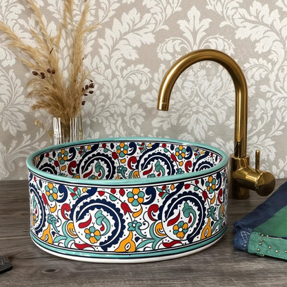 Handcrafted  Sink – Fassi Rose Pattern – 4 Sizes – Includes Brass Drain Cover & Free Soap Dish Gift