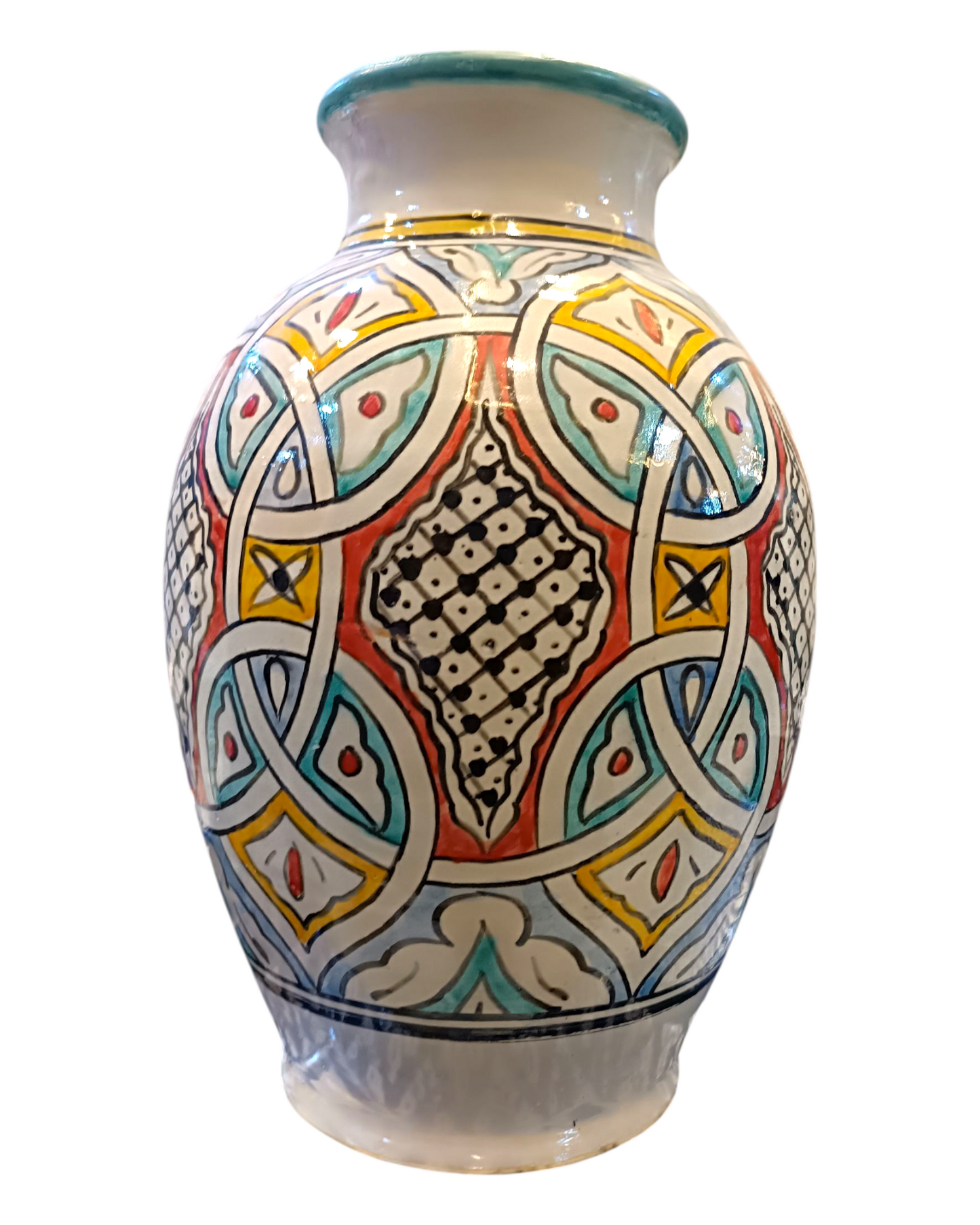 Handcrafted Moroccan Vase with Traditional Fez Design – 32 cm Tall, Grey Clay Elegance