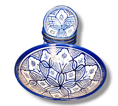 Bowls and plates handmade from fez medina pottery