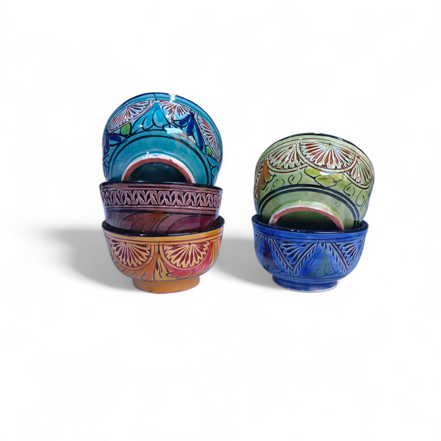 4 bowls handcrafted hand painted different colors