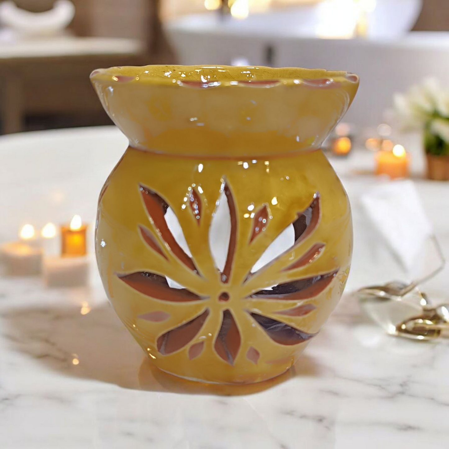 Handmade Moroccan Ceramic Incense Burner – 9x6 cm Aromatherapy Diffuser