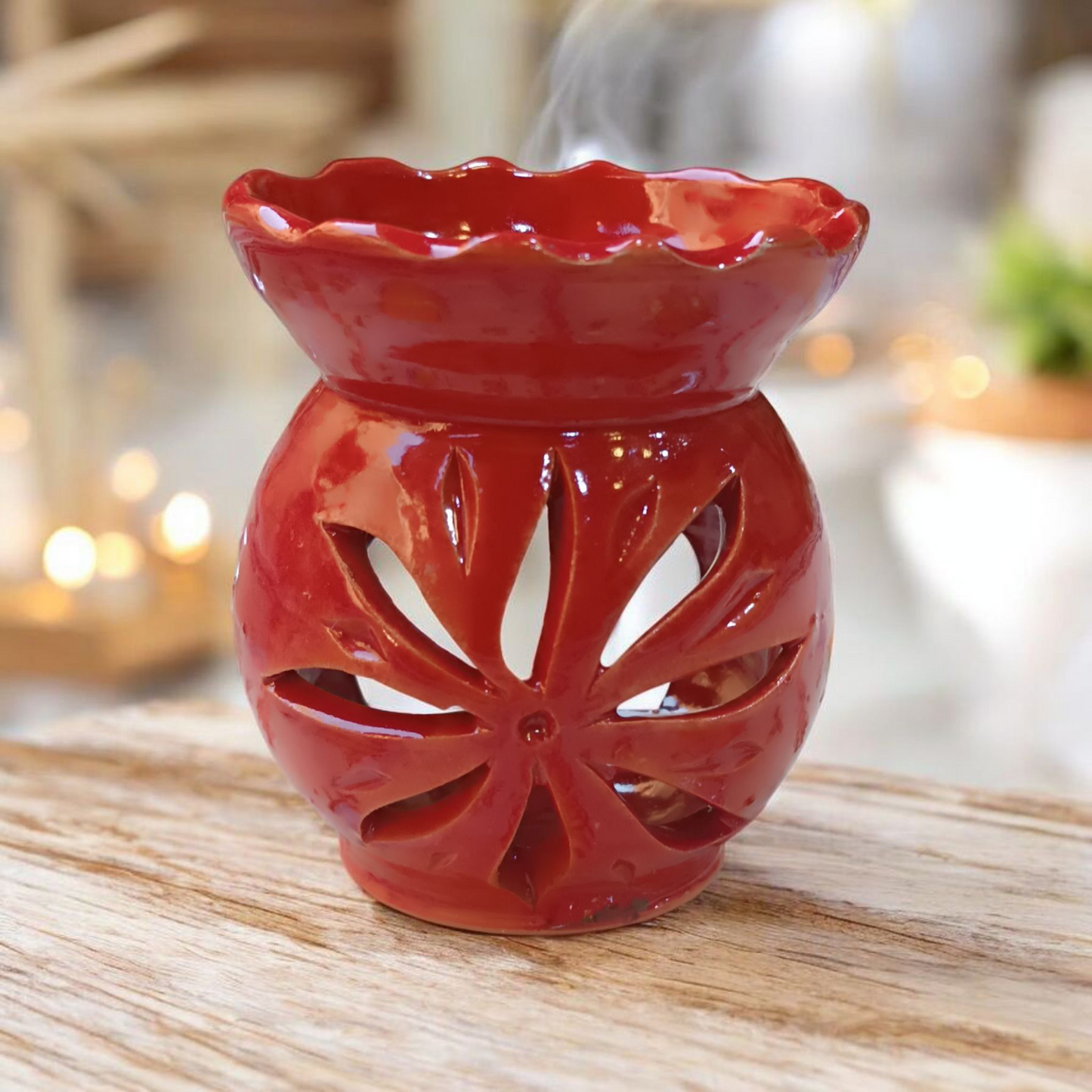 Handmade Moroccan Ceramic Incense Burner – 9x6 cm Aromatherapy Diffuser