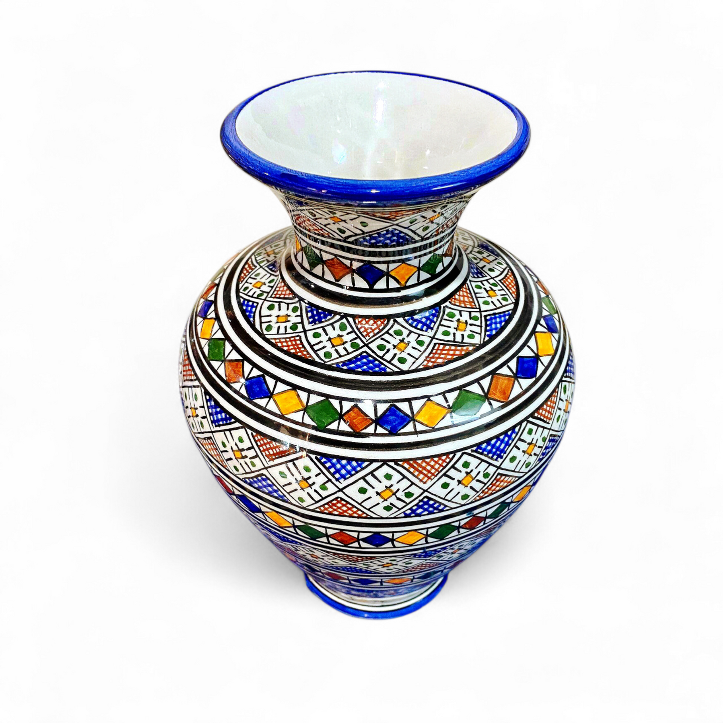 Moroccan ceramic vase, handmade and hand painted