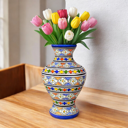 Moroccan ceramic vase, handmade and hand painted