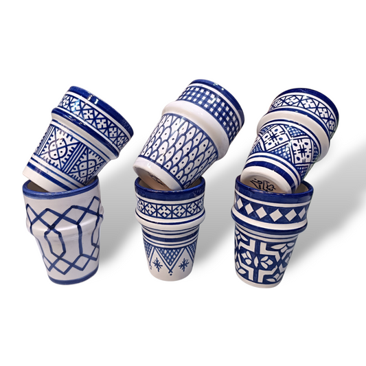 Moroccan blue and white Cups Colorful Fez Pottery | Artisan Coffee & Tea Cup