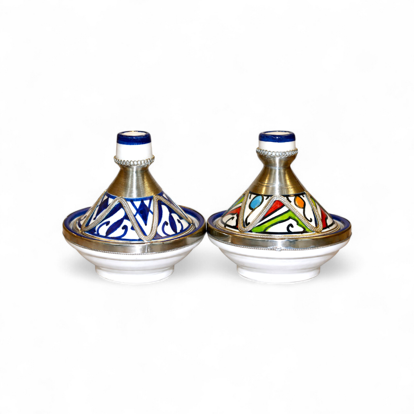 Handmade Moroccan Decorative Tajine – Traditional Ceramic Tajine with Silver Detail
