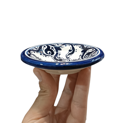 Set of 6 Handmade Moroccan Ceramic Mini Plates (10 cm) – Blue & Multicolor Fez Pottery Dishes
