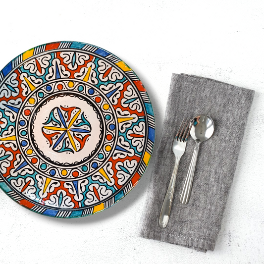 Moroccan plates multicolore from workshop fez pottery