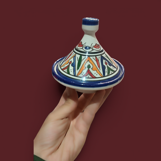 Mini Moroccan Ceramic Tagine with Colorful Floral Design – Handmade Decorative Dish