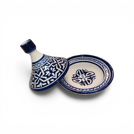Mini Moroccan Tagine – Blue Ceramic Decorative Serving Dish