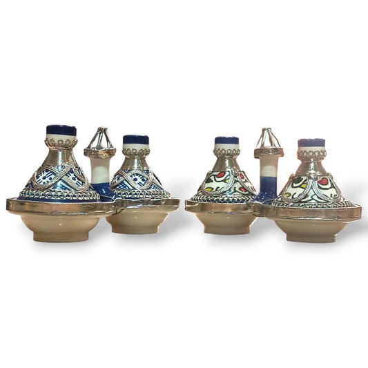 Handmade Moroccan Double Mini Tagine Set – 2 Attached Tagines in One Decorative Piece
