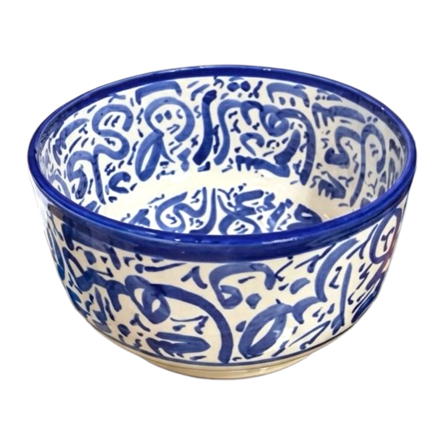 Handcrafted Moroccan Arabic Calligraphy Bowl – Decorative & Functional Ceramic Serving Bowl