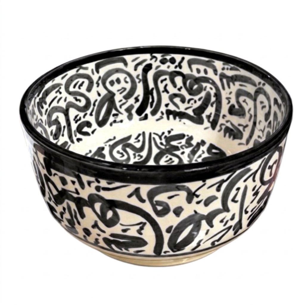 Handcrafted Moroccan Arabic Calligraphy Bowl – Decorative & Functional Ceramic Serving Bowl