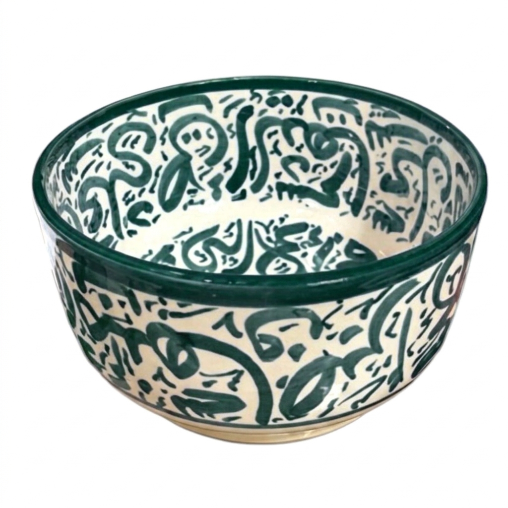 Handcrafted Moroccan Arabic Calligraphy Bowl – Decorative & Functional Ceramic Serving Bowl