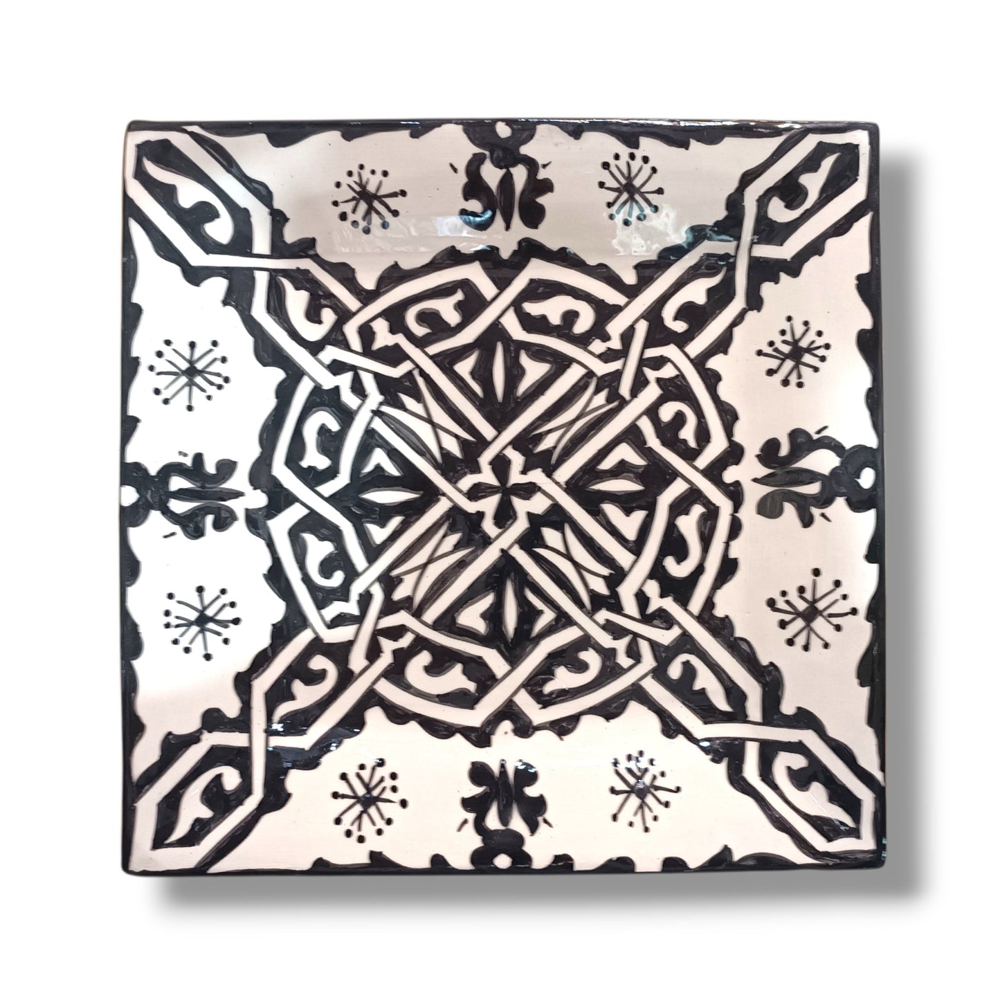 Handcrafted Moroccan Square Ceramic Plate – Everyday Use Serving & Dinner Plate