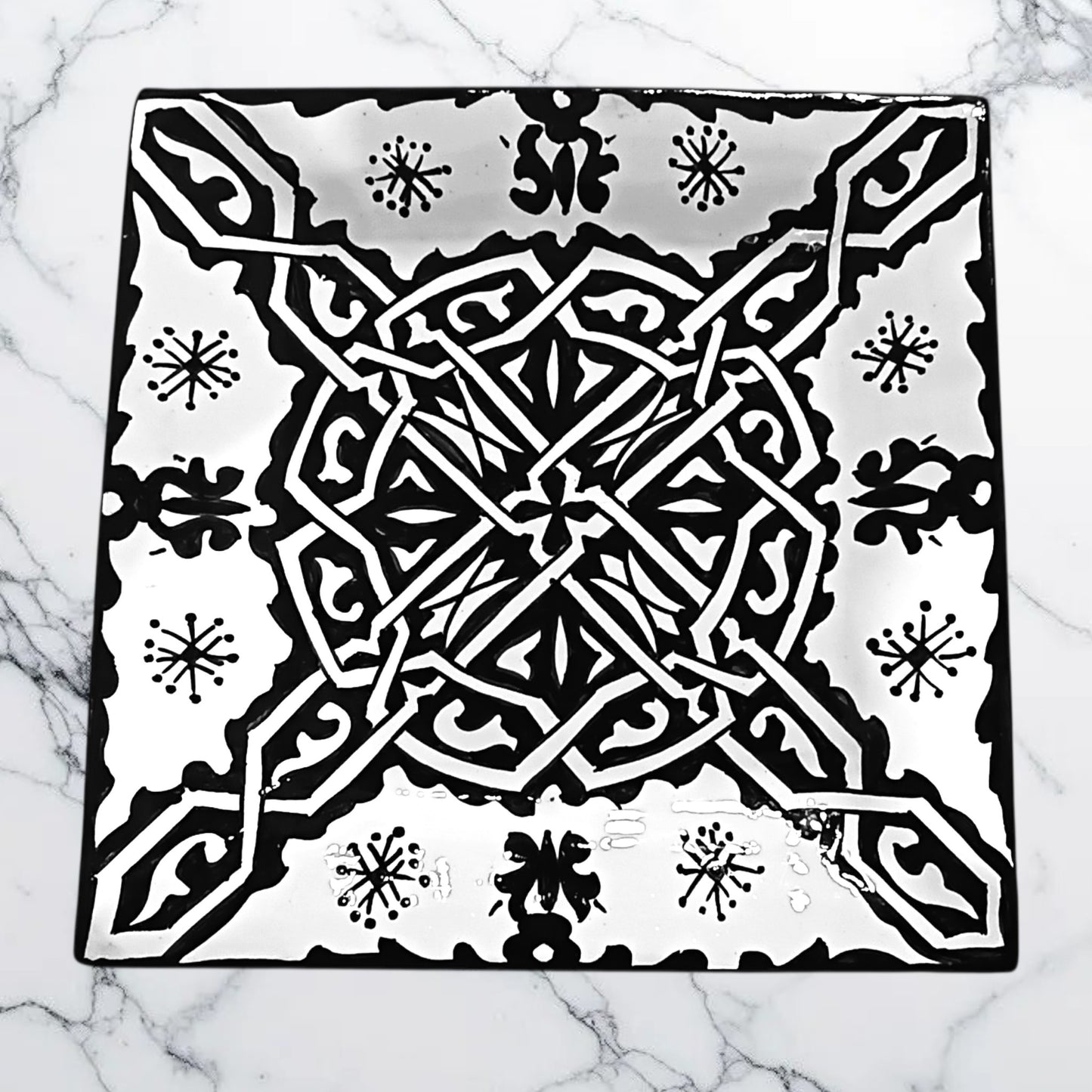Handcrafted Moroccan Square Ceramic Plate – Everyday Use Serving & Dinner Plate